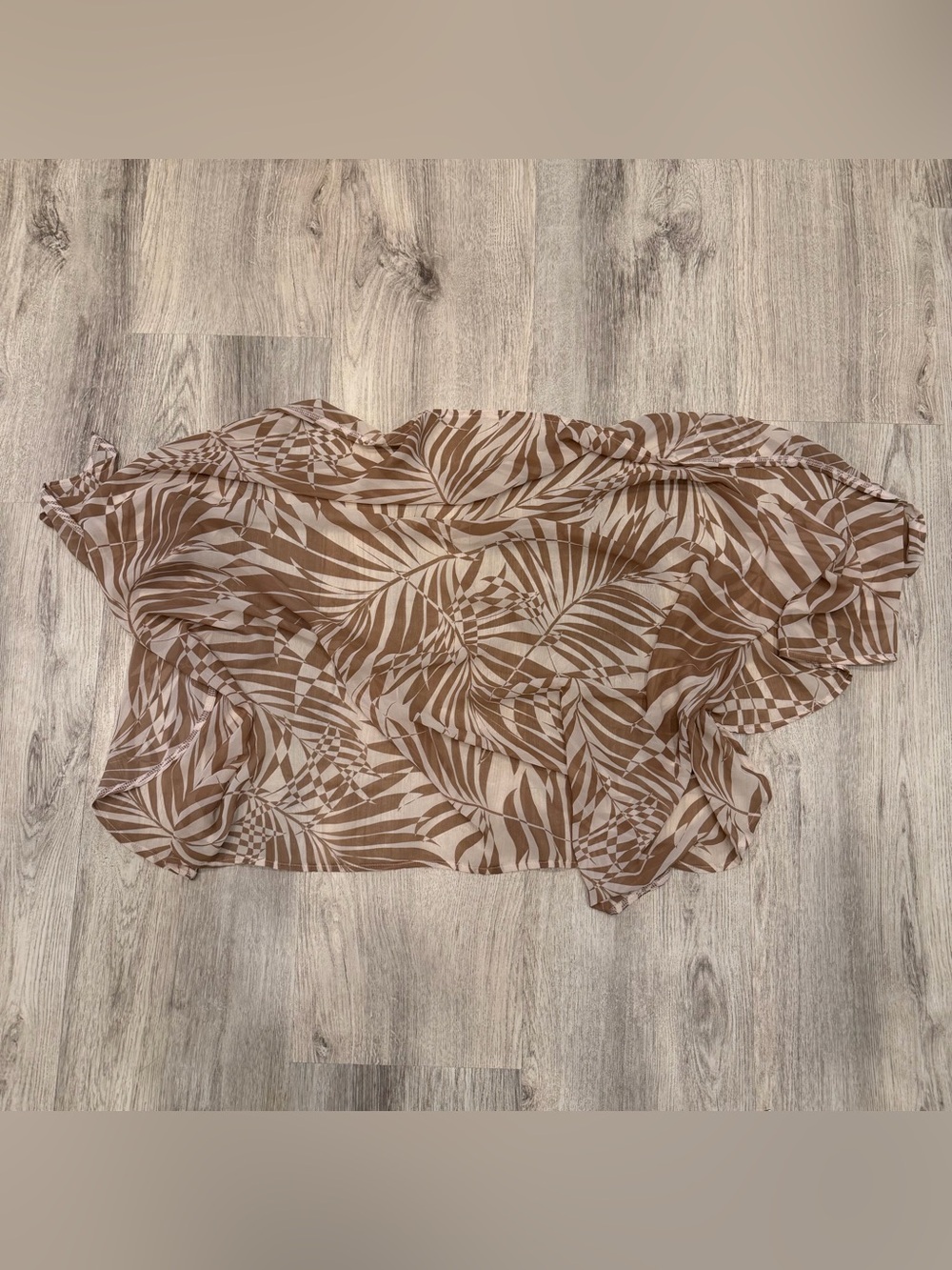 Tropical Palm Print Ruffle Cover Up Sarong Scarf‎ Wrap